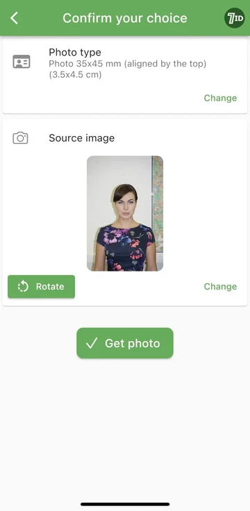 App 7ID: formato foto tessera 35x45