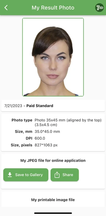 Beispiel für ein Passfoto im Format 35x45