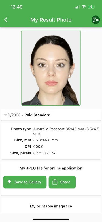 Australian passport photo example