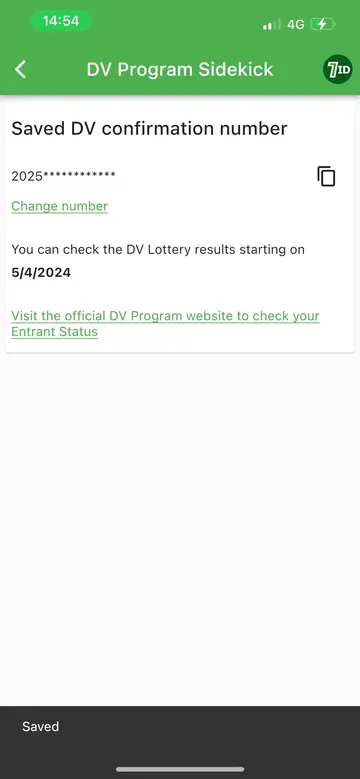 7ID- DV Lottery Conformation Number ဥပမာ
