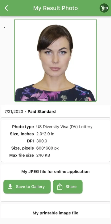 Premium DV Lottery photo example