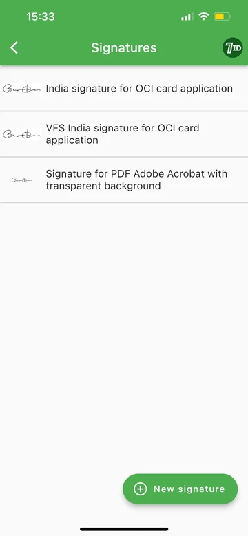 7ID: Håll dina e-signaturer i en app
