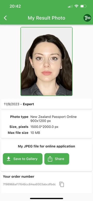 7ID: New Zealand Passport Photo Example