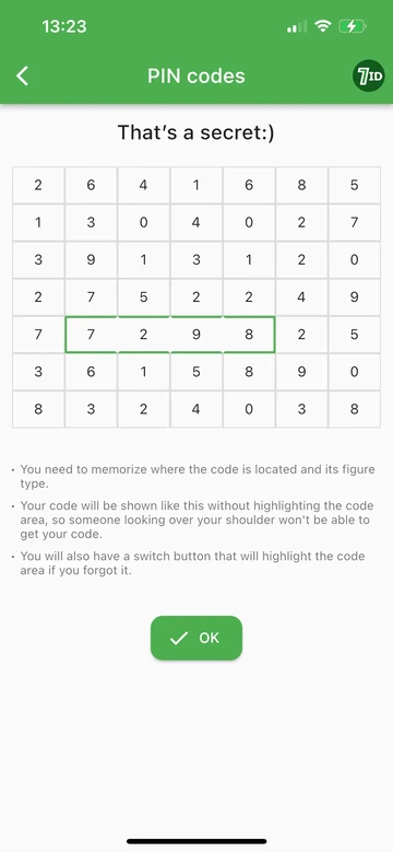 7ID: Securely keep your PIN codes in one app