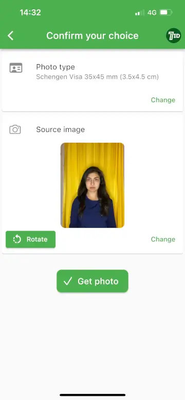 אפליקציית 7ID: גודל תמונה של ויזה שנגן