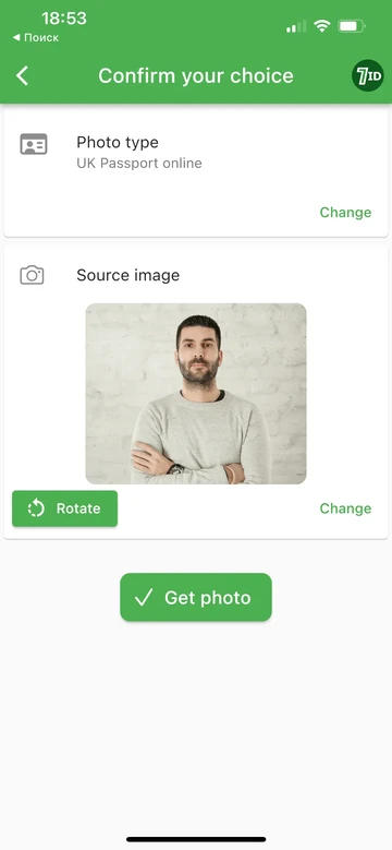 Confirm your your choice of the source photo