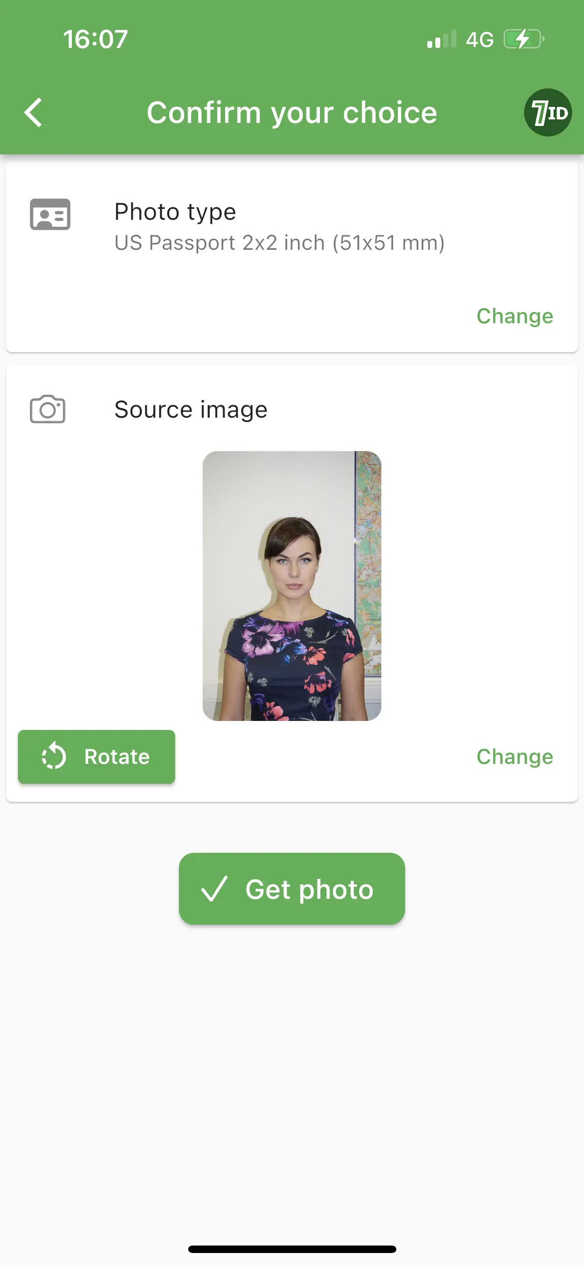 7ID App: Passport Photo Size